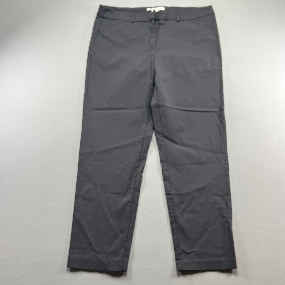 Zac & Rachel Pants Women 12 Gray Rayon Stretch Mid Rise Flat Front Straight Leg